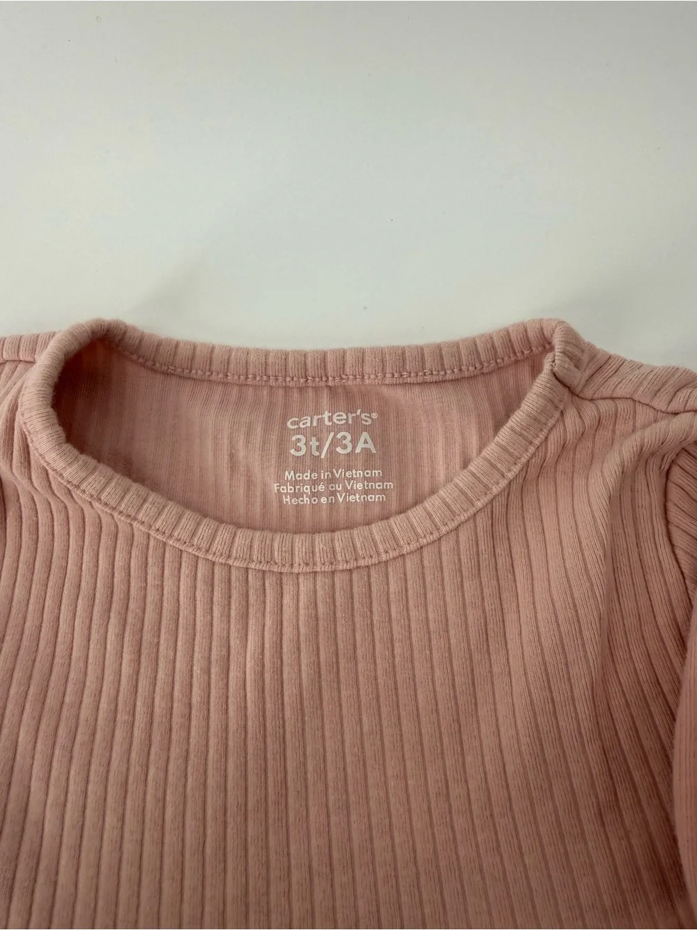 Twin Matching Carters Girls' Long Sleeve Ribbed Peplum Top Dusty Pink Cotton